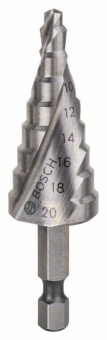 Ступенчатое сверло HSS 4 - 20 mm, 1/4", 70,5 mm 2608597524