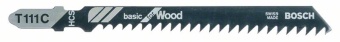 Пильное полотно Bosch / БОШ Basic for Wood / пилка для лобзика по дереву быстрый грубый пропил (T 111 С) упаковка 5 шт 2608630033