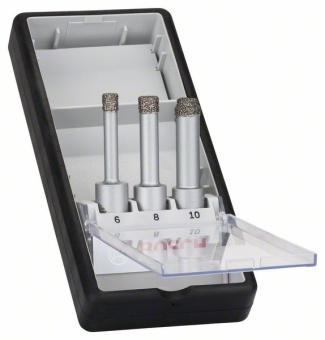 Набор из 3 алмазных свёрл Robust Line Easy Dry Best for Ceramic для сухого сверления 6,0 8,0 10,0 mm 2608587145