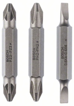 Набор из 3 двухсторонних насадок S 0,6x4,0, PH2, PZ2 S 0,6x4,0, PH2, PZ2 45 mm 2607001744
