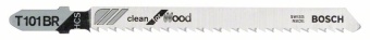 2608630014 Пильное полотно Bosch / БОШ CLEAN for Wood / пилка для лобзика по дереву чистый прямолинейный пропил (T 101 BR) упаковка 5 шт 