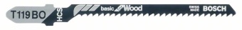 Пильное полотно Bosch Basic for Wood / пилка для лобзика по дереву тонкий круговой пропил (T 119 BO) упаковка 100 шт 2608637879
