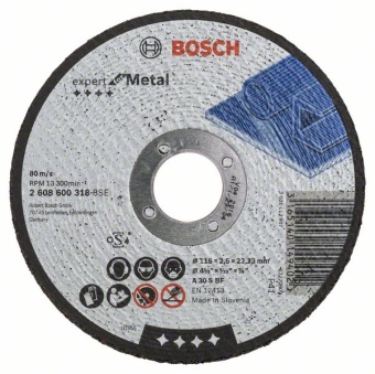 Отрезной круг, прямой, Expert for Metal A 30 S BF, 115 mm, 22,23 mm, 2,5 mm 2608600318