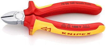 70 06 140 Немецкие кусачки боковые диэлектрические хром 140 мм Knipex KN 7006140