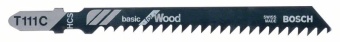 Пильное полотно Bosch / БОШ Basic for Wood / пилка для лобзика по дереву быстрый грубый пропил (T 111 С) упаковка 3 шт 2608630808