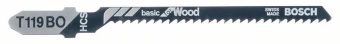 2608637788 Полотно Bosch Basic for Wood / пилка для лобзика по дереву тонкий круговой пропил(T 119 BO) упаковка 3 шт 