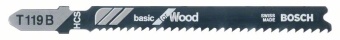 Пильное полотно Bosch / БОШ Basic for Wood / пилка для лобзика по дереву тонкий прямой пропил (T 119 B) упаковка 3 шт 2608630878