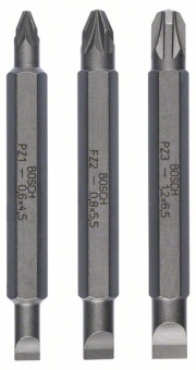 Набор из 3 двухсторонних насадок S 1,2x6,5, S 0,6x4,5, S 0,8x5,5 PZ1, PZ2, PZ3 60 mm 2607001747
