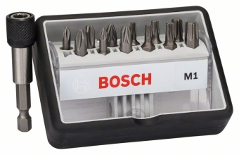 Набор Robust Line из 12+1 насадок-бит M Extra Hart PH1 PH2 PH3 PZ1 PZ2 PZ3 T10 T15 T20 T25 T30 T40 25 mm 2607002563