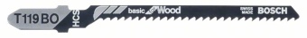 Пильное полотно Bosch / БОШ Basic for Wood / пилка для лобзика по дереву тонкий круговой пропил (T 119 BO) упаковка 5 шт 2608630310