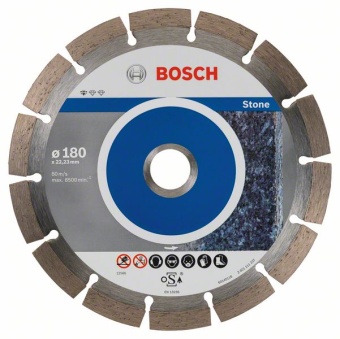 Алмазный отрезной круг Standard for Stone 180 x 22,23 x 2 x 10 mm 2608603237