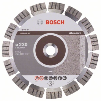 Алмазный отрезной круг Best for Abrasive 230 x 22,23 x 2,4 x 15 mm 2608602683