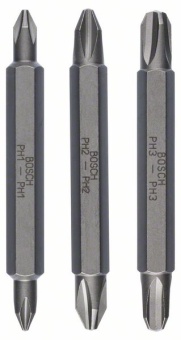 Набор из 3 двухсторонних бит для шуруповерта PH1, PH2, PH3, PH1, PH2, PH3 60 mm 2607001748