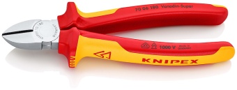 Кусачки боковые хромированные в блистере VDE 180 мм KN 7006180SB